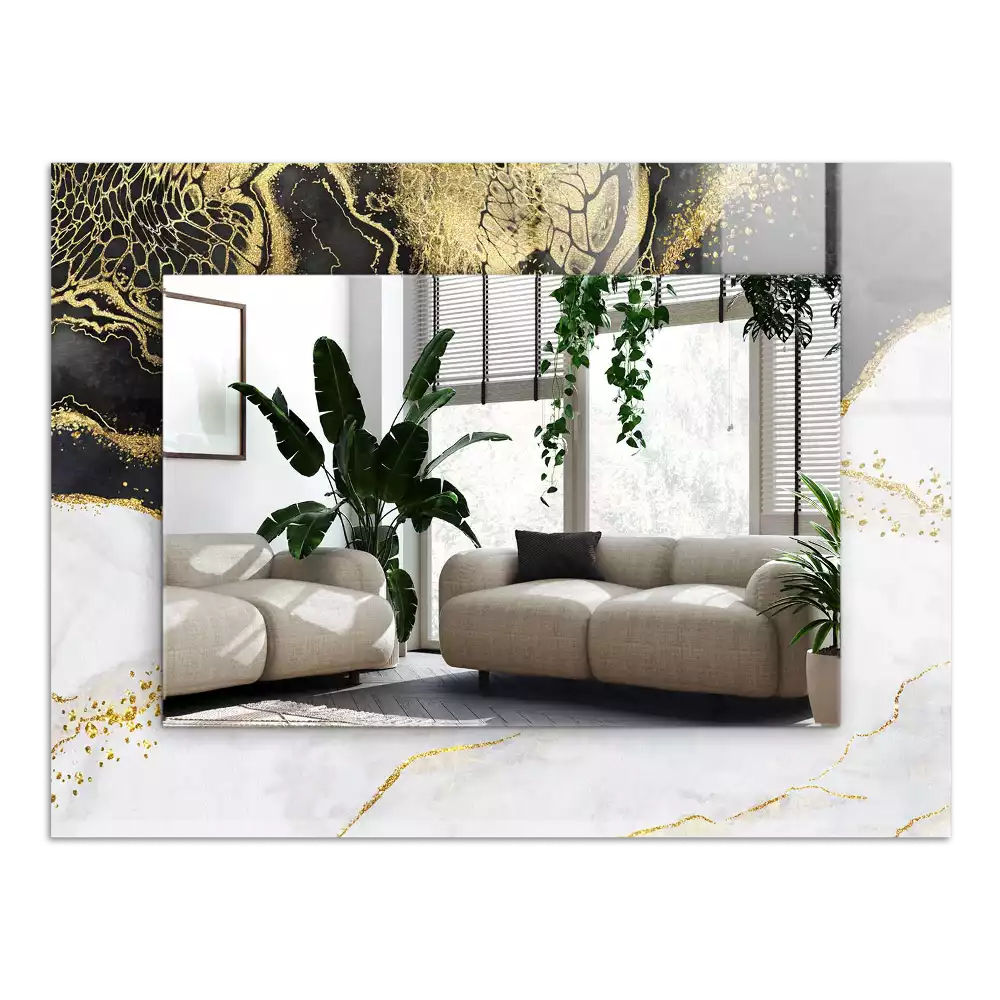Espejo rectangular impreso Arte abstracto dorado