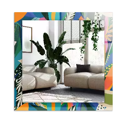 Espejo rectangular impreso flores abstractas coloridas