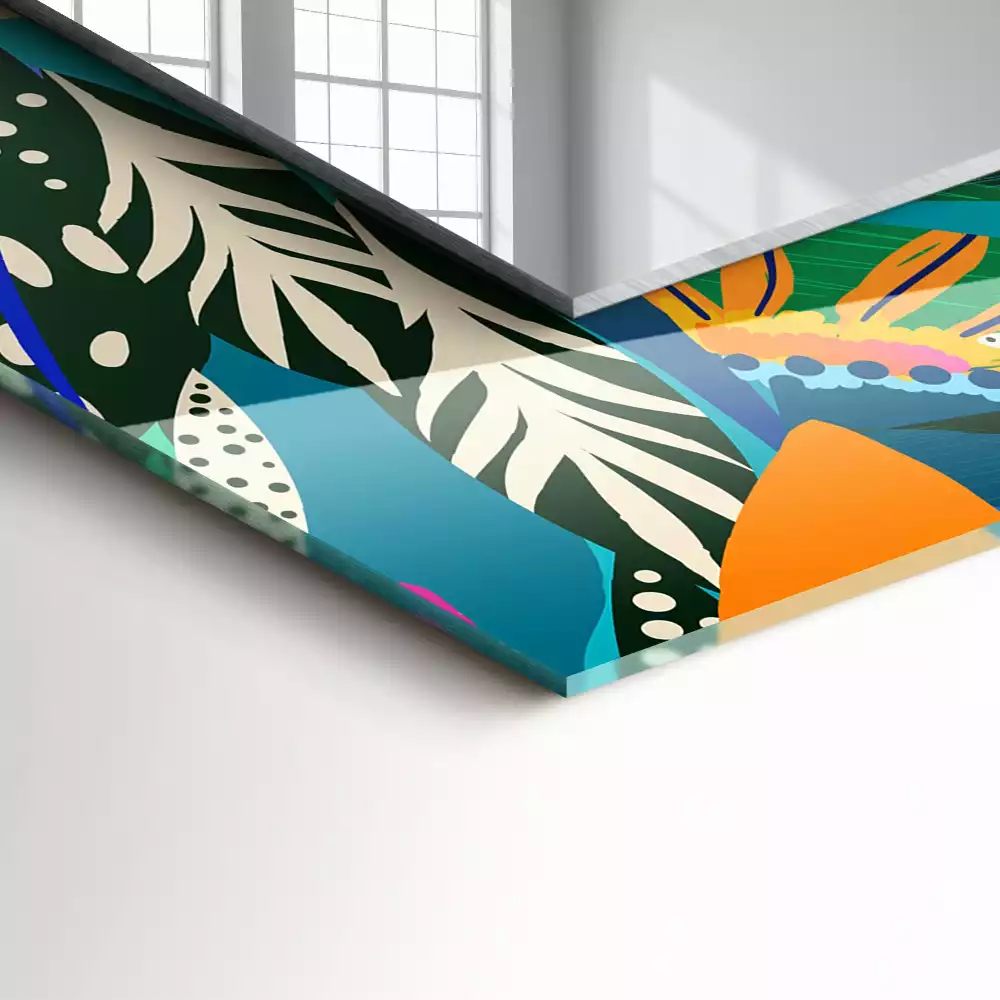 Espejo rectangular impreso flores abstractas coloridas