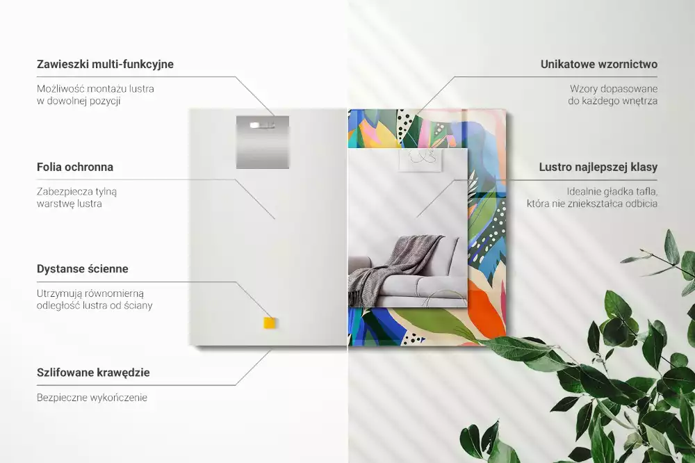 Espejo rectangular impreso flores abstractas coloridas