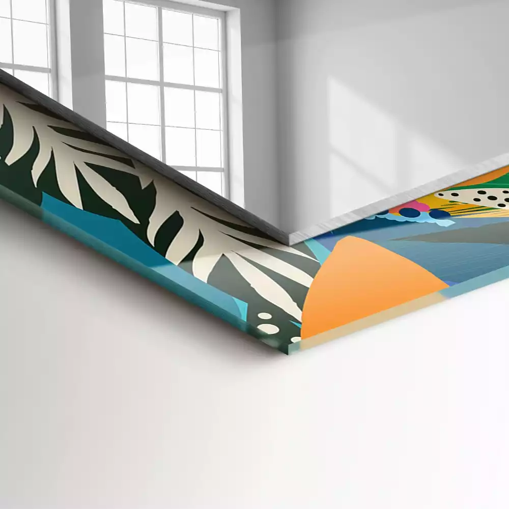 Espejo rectangular impreso flores abstractas coloridas