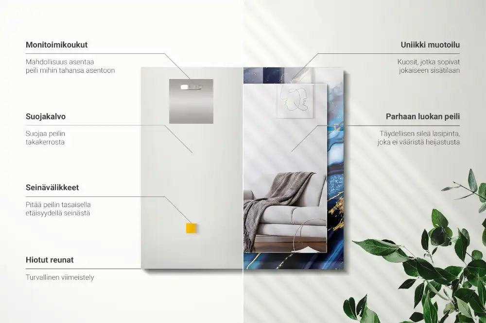 Espejo rectangular estampado Arte abstracto de mármol