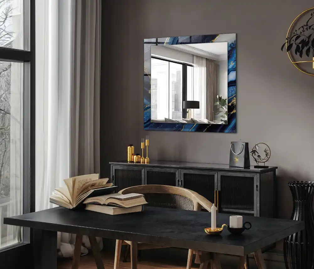 Espejo rectangular estampado Arte abstracto de mármol