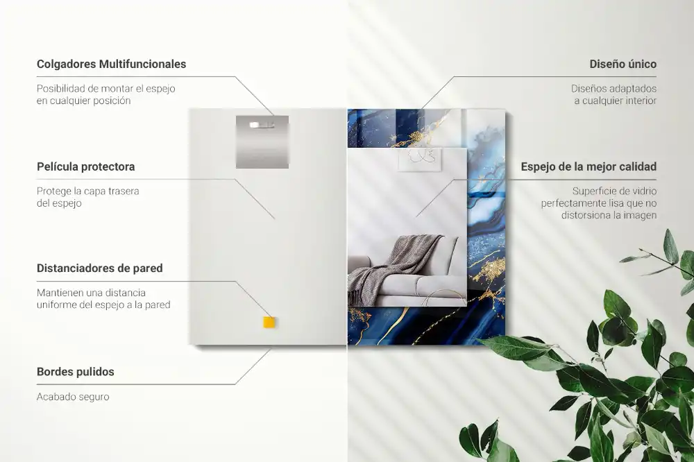 Espejo rectangular estampado Arte abstracto de mármol