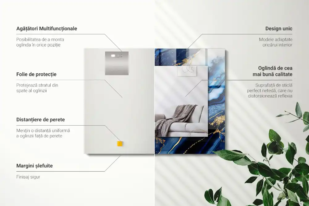 Espejo rectangular estampado Arte abstracto de mármol