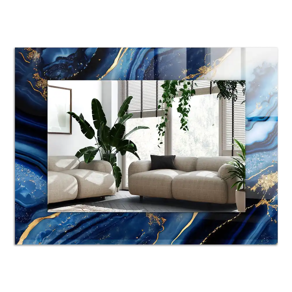 Espejo rectangular estampado Arte abstracto de mármol