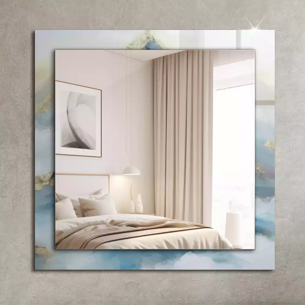 Espejo rectangular estampado Montañas en la niebla