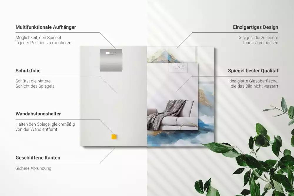 Espejo rectangular estampado Montañas en la niebla