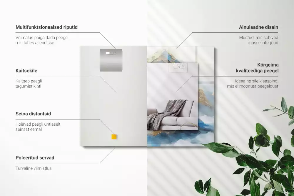 Espejo rectangular estampado Montañas en la niebla