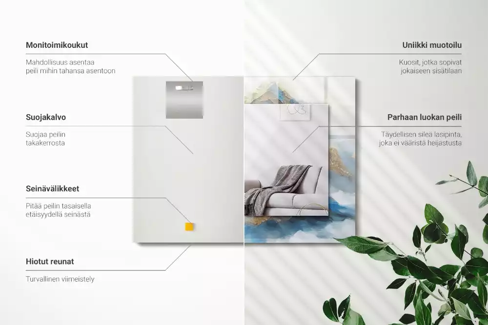 Espejo rectangular estampado Montañas en la niebla