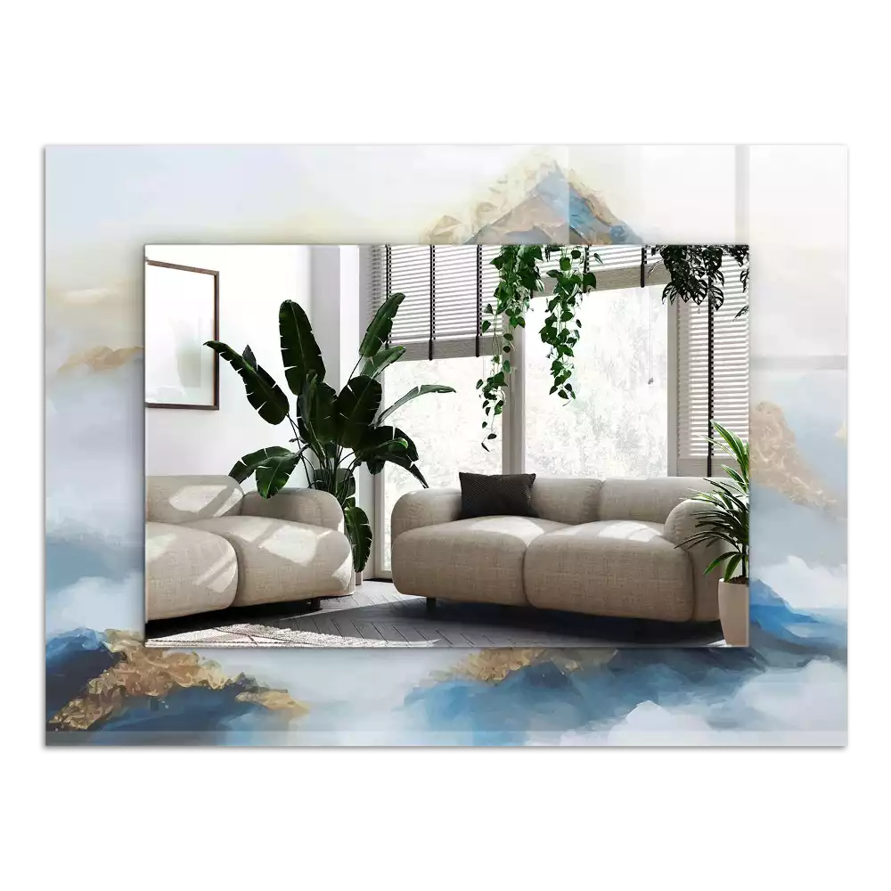 Espejo rectangular estampado Montañas en la niebla