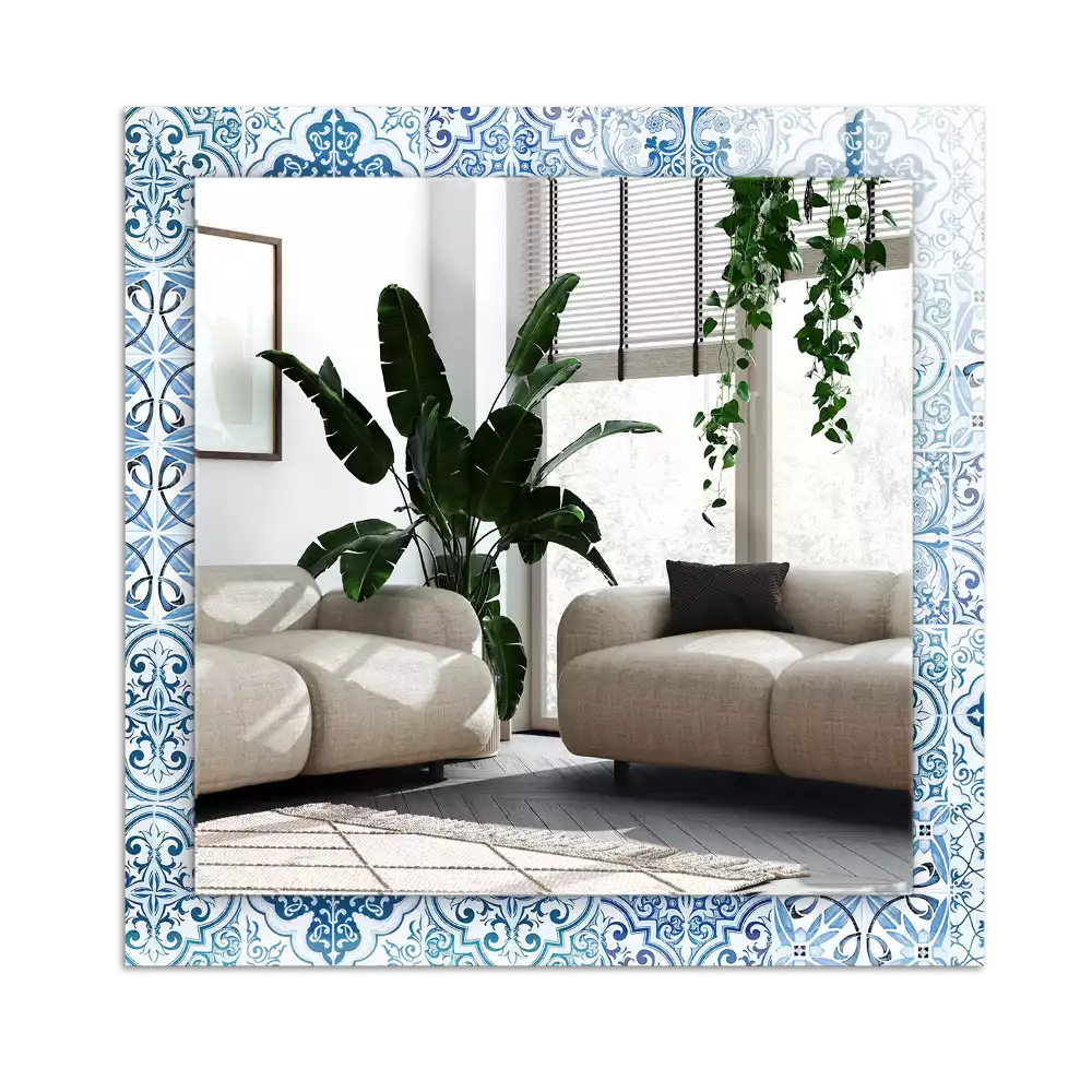 Espejo rectangular impreso Azulejos decorativos azules