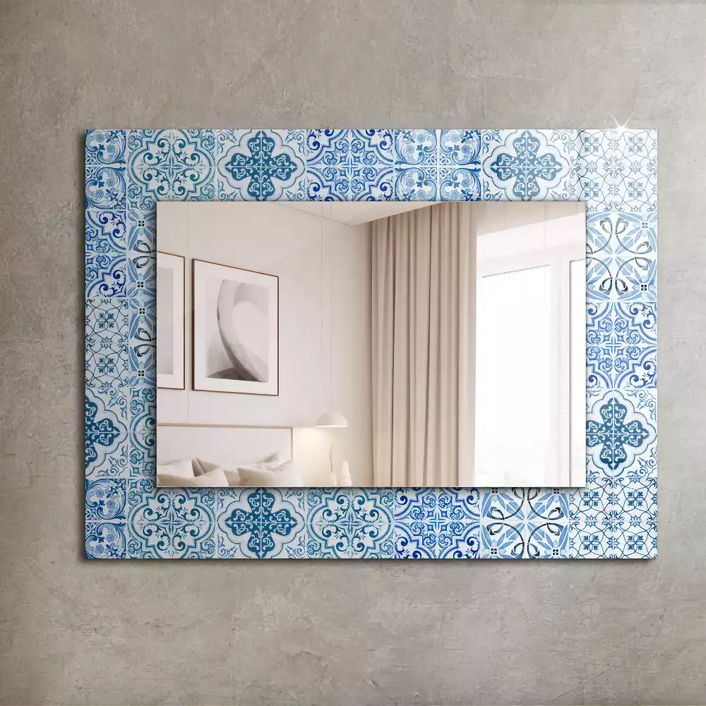 Espejo rectangular impreso Azulejos decorativos azules