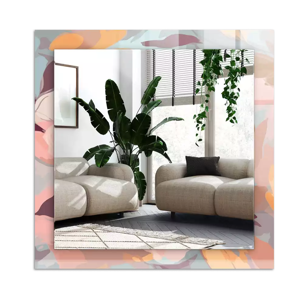 Espejo rectangular impreso Flores hojas pastel