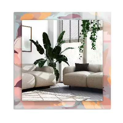 Espejo rectangular impreso Flores hojas pastel