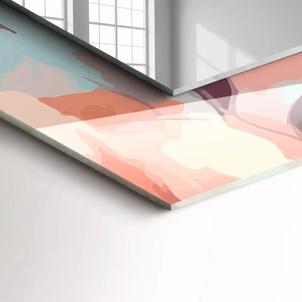 Espejo rectangular impreso Flores hojas pastel