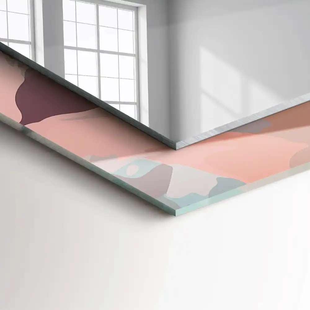 Espejo rectangular impreso Flores hojas pastel