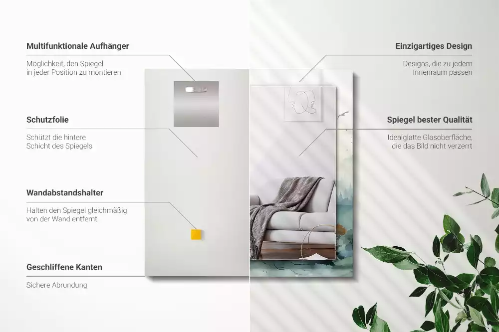 Espejo rectangular estampado Bosque en la niebla