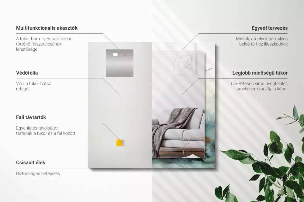 Espejo rectangular estampado Bosque en la niebla