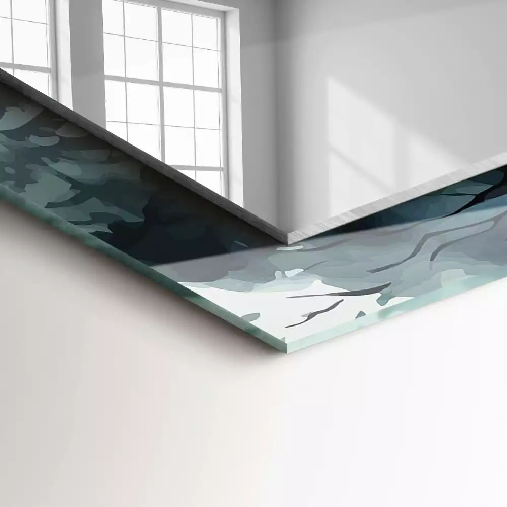 Espejo rectangular estampado Bosque en la niebla