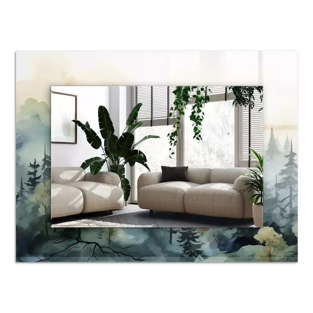 Espejo rectangular estampado Bosque en la niebla