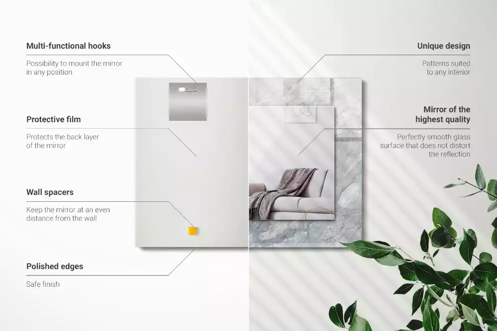 Espejo rectangular estampado Vetas grises de mármol