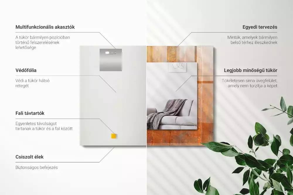 Espejo rectangular impreso Superficie de metal oxidado