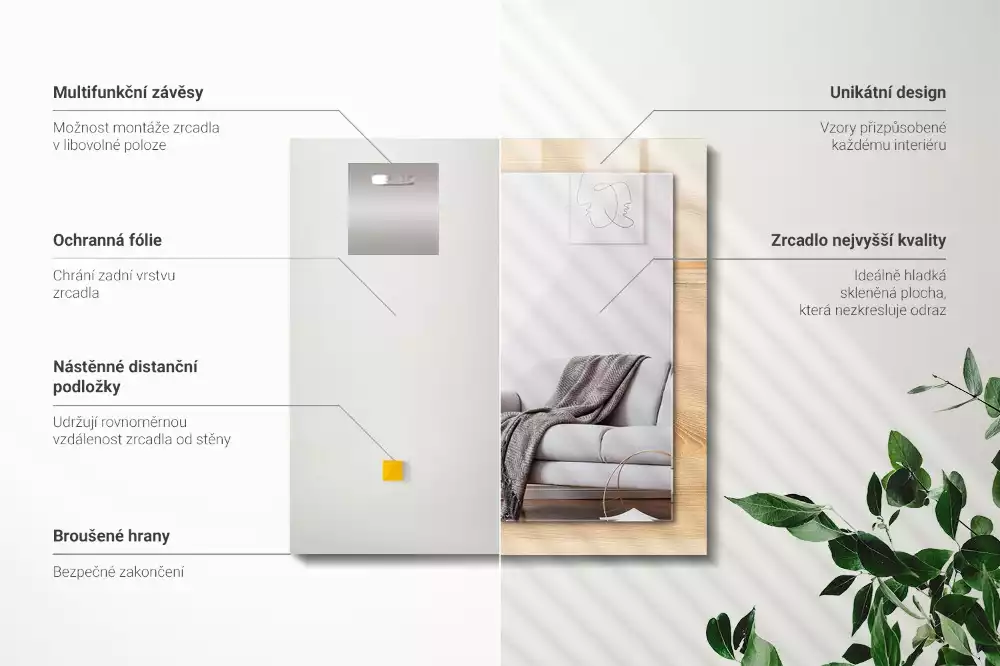 Espejo rectangular impreso Textura de tablero de madera