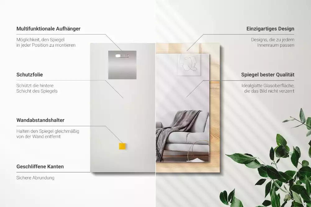 Espejo rectangular impreso Textura de tablero de madera