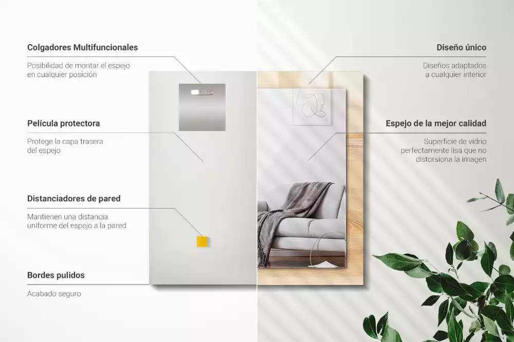 Espejo rectangular impreso Textura de tablero de madera