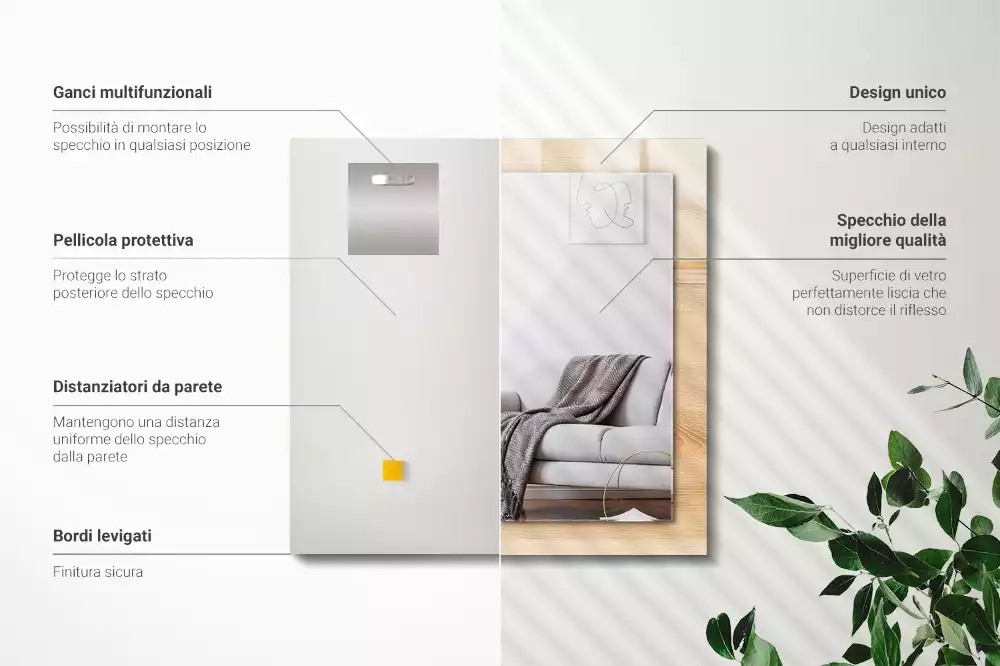 Espejo rectangular impreso Textura de tablero de madera