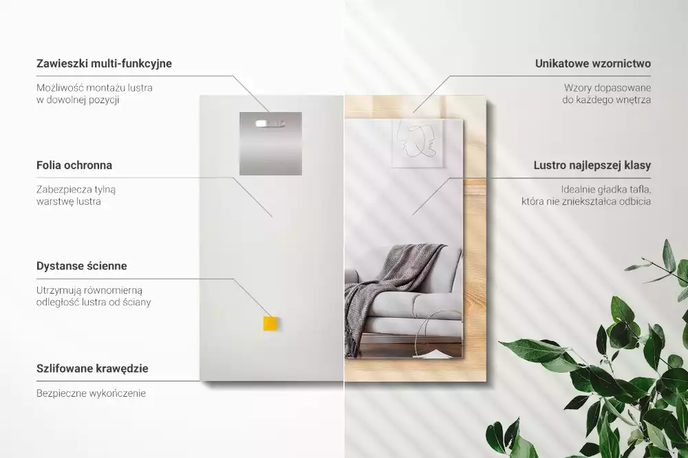 Espejo rectangular impreso Textura de tablero de madera