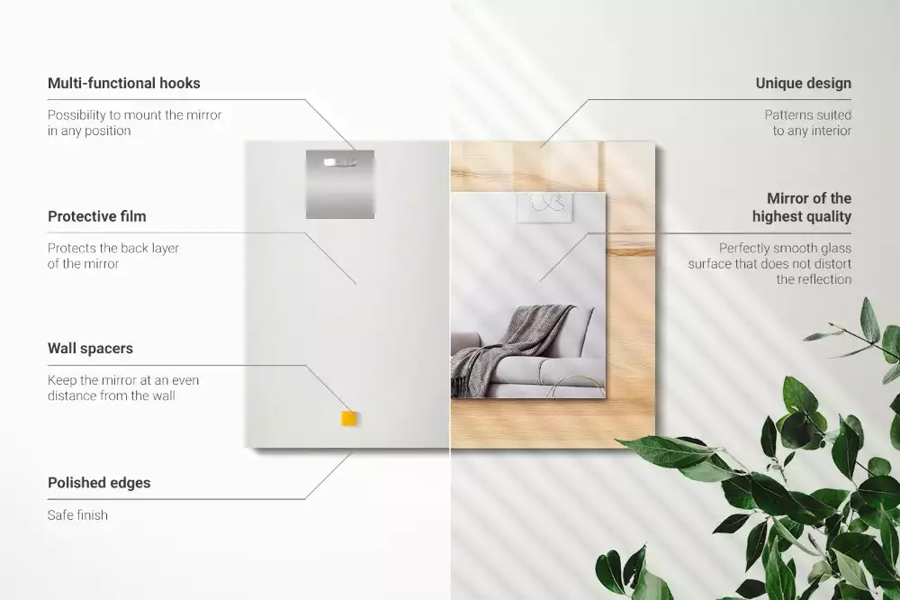 Espejo rectangular impreso Textura de tablero de madera