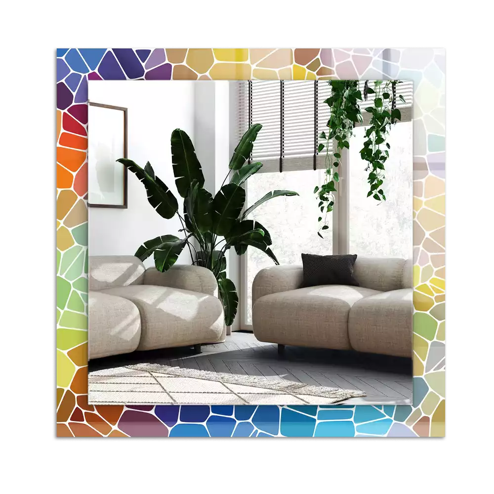 Espejo rectangular estampado mosaico abstracto colorido