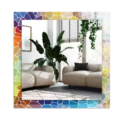 Espejo rectangular estampado mosaico abstracto colorido