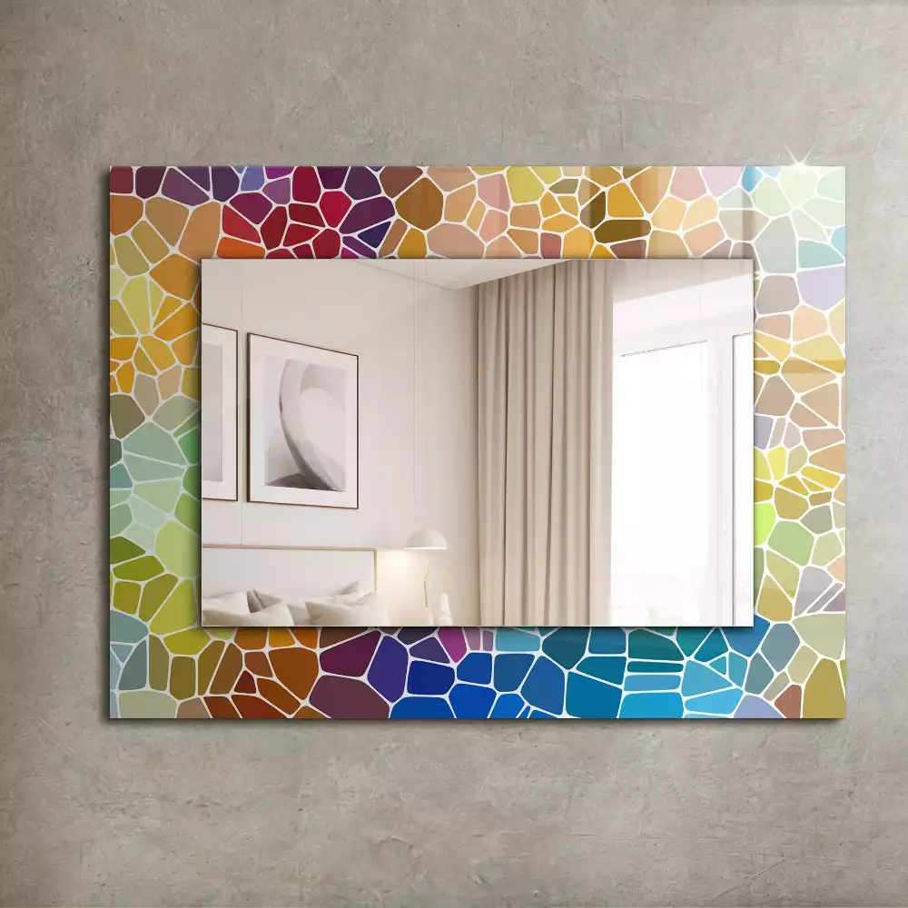 Espejo rectangular estampado mosaico abstracto colorido