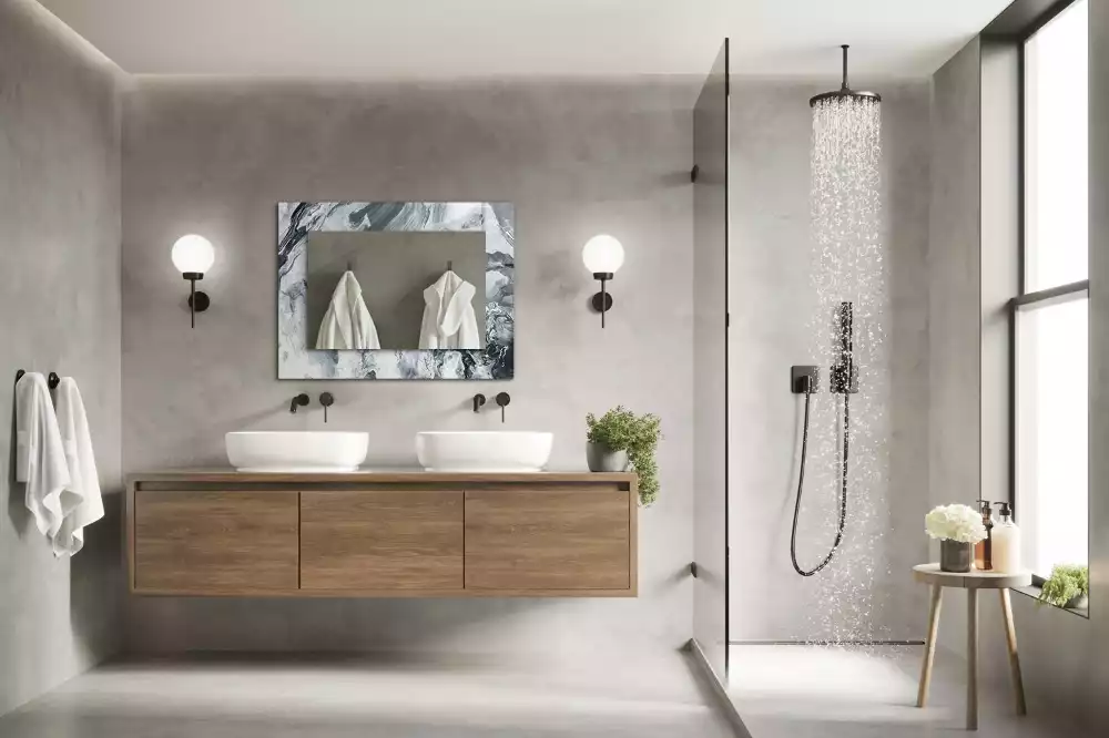 Espejo rectangular estampado Composición de pintura abstracta