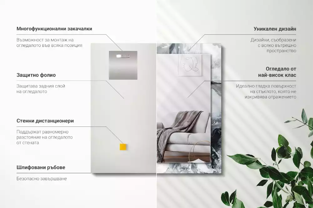 Espejo rectangular estampado Composición de pintura abstracta