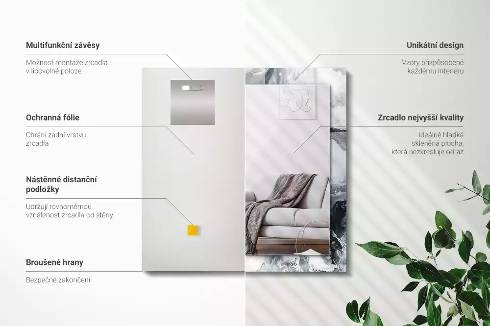 Espejo rectangular estampado Composición de pintura abstracta