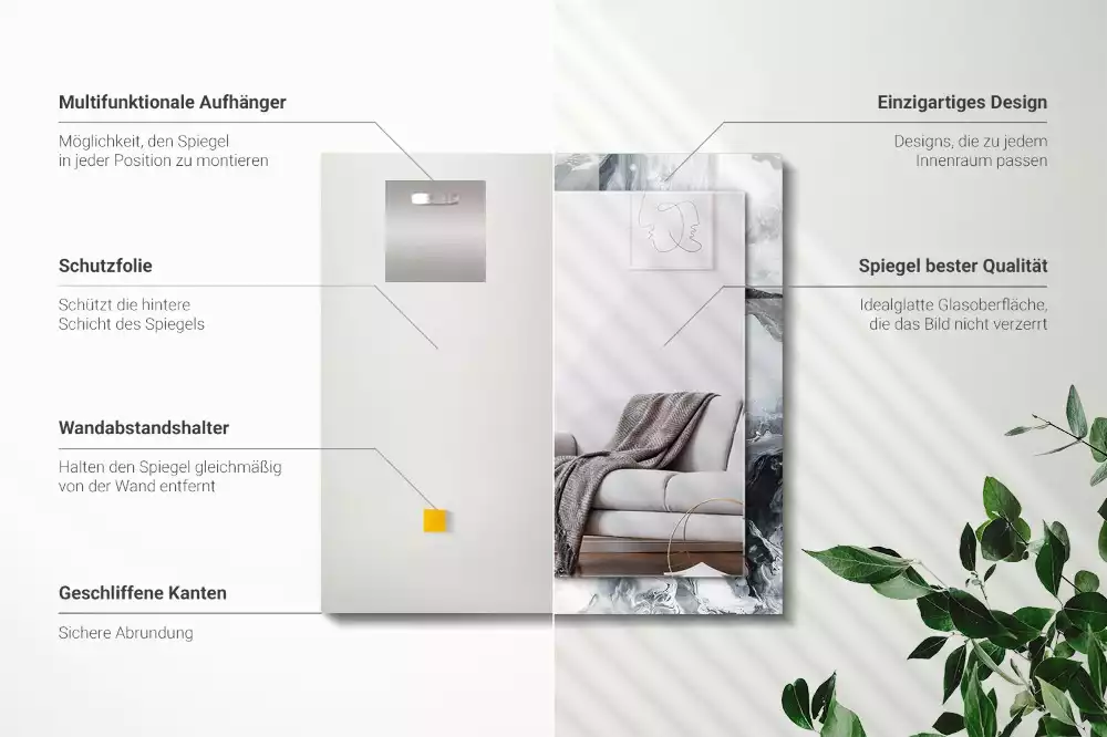 Espejo rectangular estampado Composición de pintura abstracta