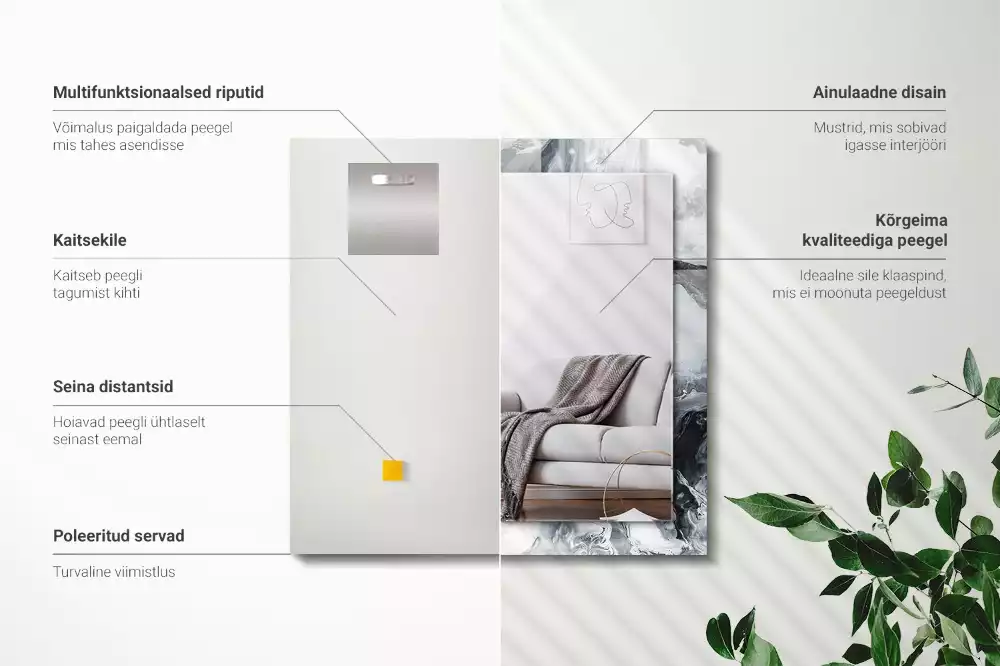 Espejo rectangular estampado Composición de pintura abstracta