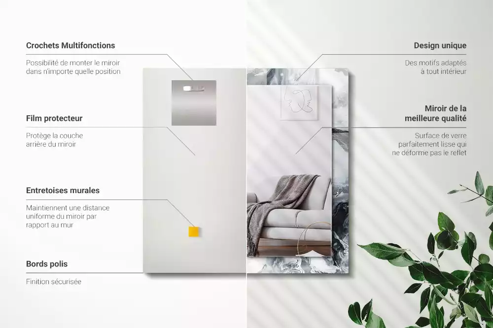 Espejo rectangular estampado Composición de pintura abstracta