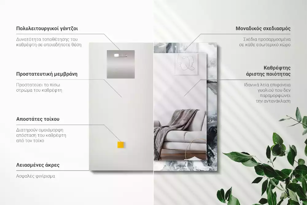 Espejo rectangular estampado Composición de pintura abstracta