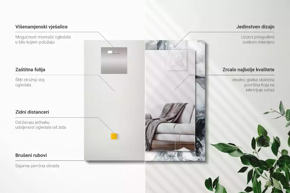 Espejo rectangular estampado Composición de pintura abstracta