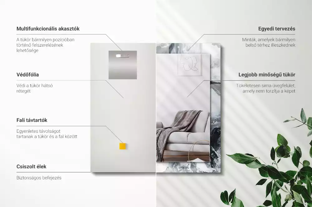 Espejo rectangular estampado Composición de pintura abstracta