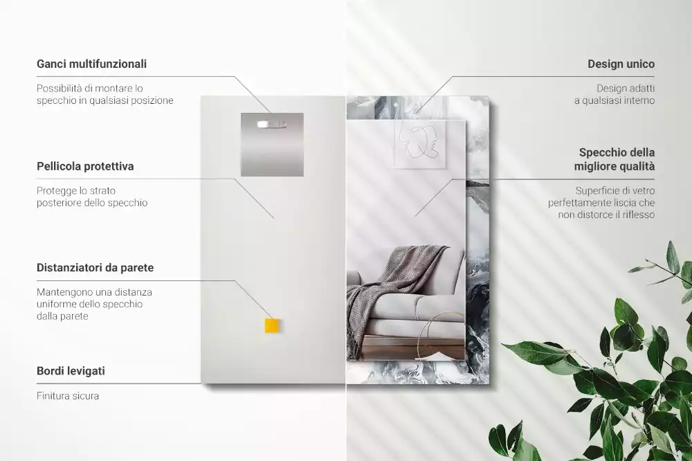 Espejo rectangular estampado Composición de pintura abstracta