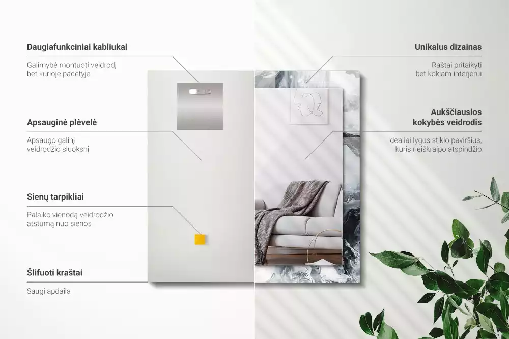 Espejo rectangular estampado Composición de pintura abstracta