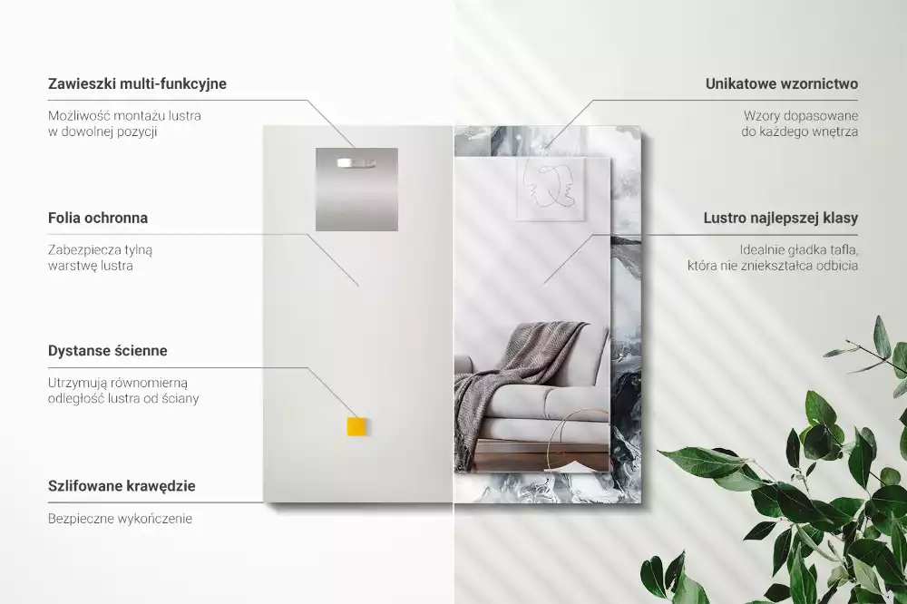 Espejo rectangular estampado Composición de pintura abstracta