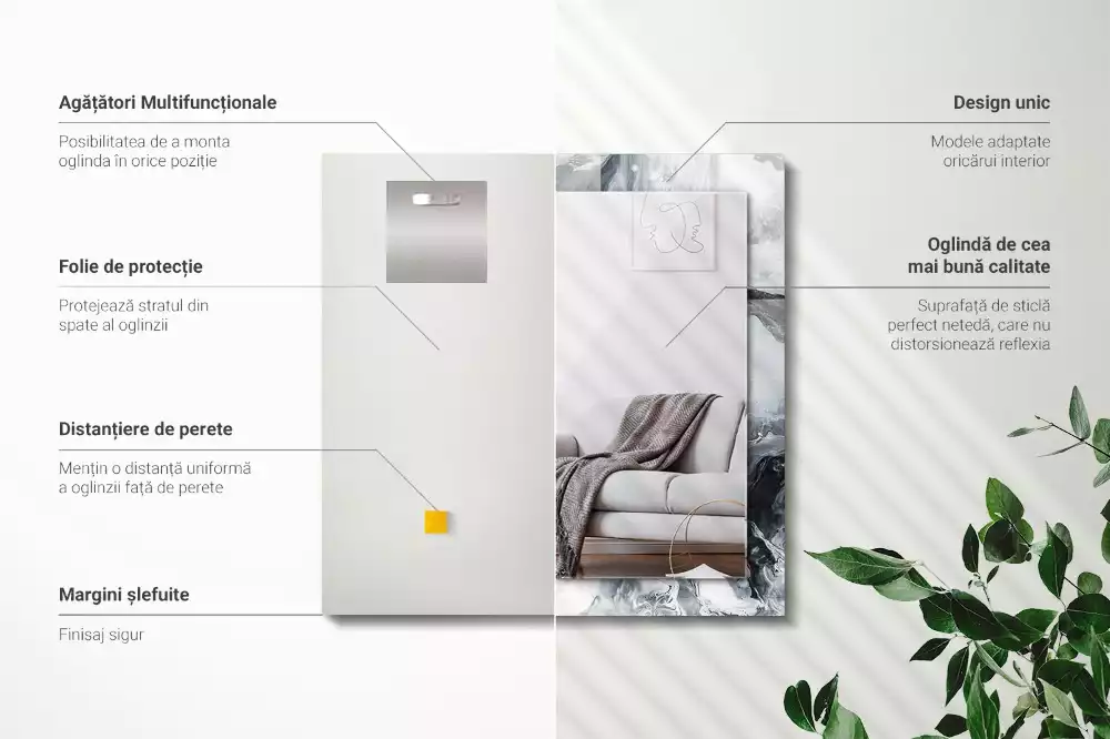 Espejo rectangular estampado Composición de pintura abstracta