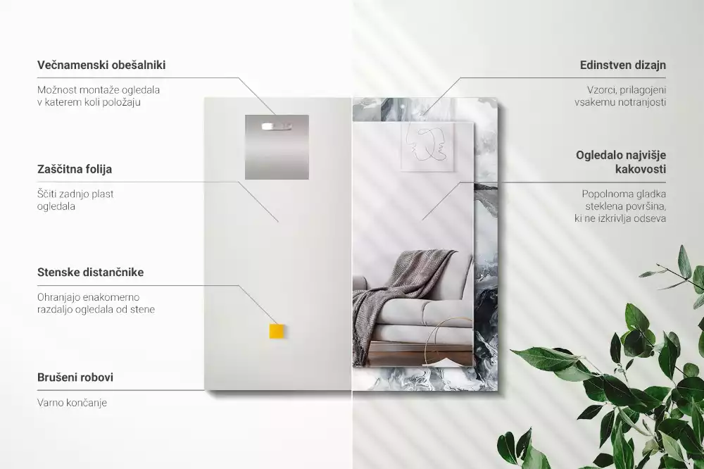 Espejo rectangular estampado Composición de pintura abstracta